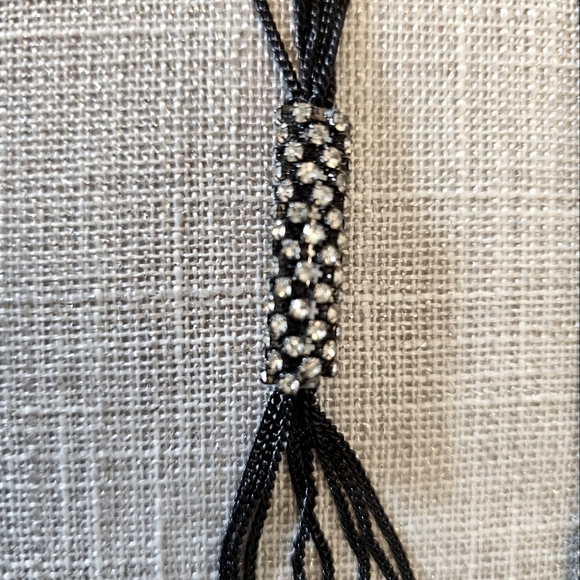 Black chain amd diamond charm necklce - Picture 2 of 2